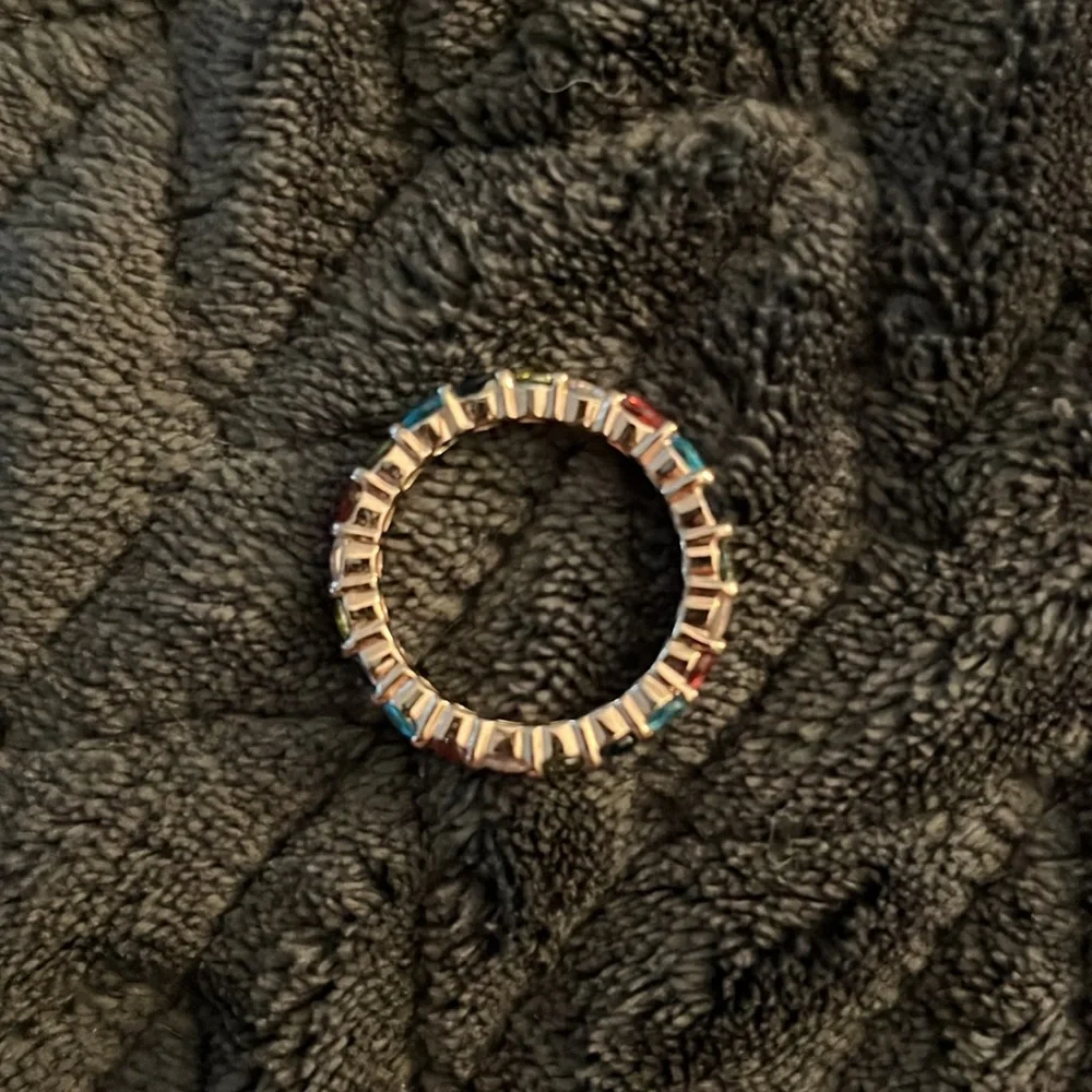 Multicolored Rhinestone Rainbow Ring Size 10 - Picture 4 of 4